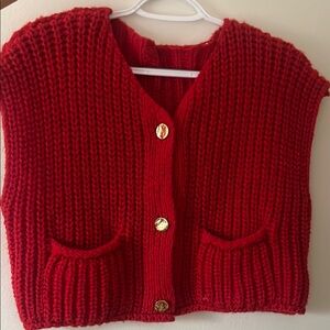 Red Knit Women's Sweater Vest